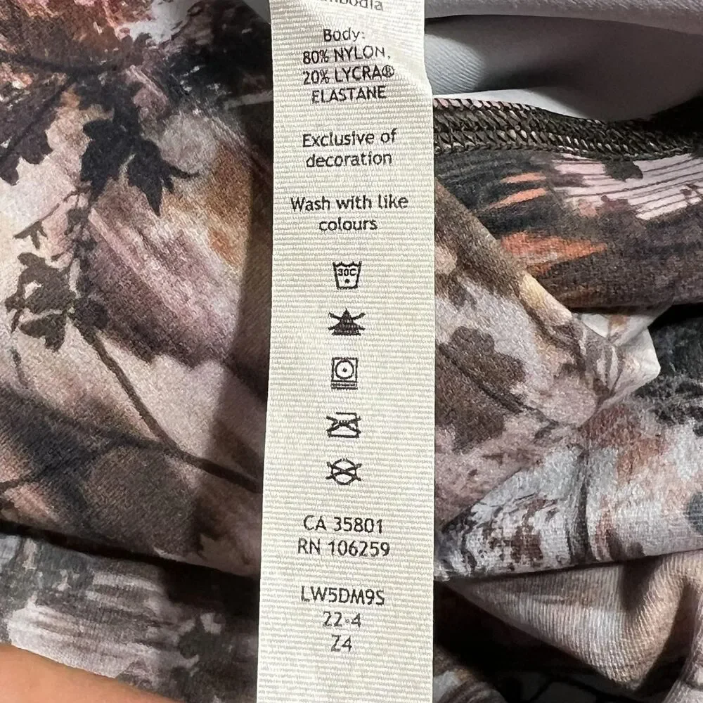 Lululemon Leggings Womens 4 High Rise Pink Brown Abstract Print Yoga LW5DM9S